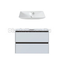 Тумба с раковиной Allen Brau Activity 100 с подсветкой, матовый белый, олива браш, столешница белая, раковина Fantasy Y 64x40, белая