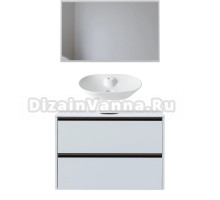 Мебель для ванной комнаты Allen Brau Activity 100 с подсветкой, матовый белый, олива браш, столешница белая, раковина Fantasy Bowl 60, белая