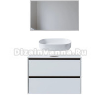 Мебель для ванной комнаты Allen Brau Activity 100 с подсветкой, матовый белый, олива браш, столешница белая, раковина Fantasy Oval 55, белая