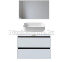 Мебель для ванной комнаты Allen Brau Activity 100 с подсветкой, матовый белый, олива браш, столешница белая, раковина Fantasy Quad 50, белая