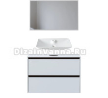 Мебель для ванной комнаты Allen Brau Activity 100 с подсветкой, матовый белый, олива браш, столешница белая, раковина Fantasy Y 64x40, белая