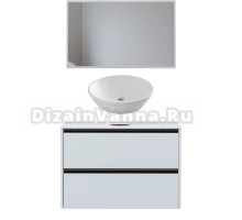 Мебель для ванной комнаты Allen Brau Activity 100 с подсветкой, матовый белый, олива браш, столешница белая, раковина Fantasy Round 45, белая