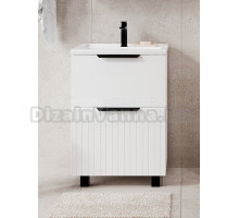 Тумба с раковиной VIANT Сицилия 60 напольная, 2 ящика, матовая белая