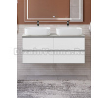 Тумба под раковину со столешницей BelBagno Kraft 120 подвесная, bianco opaco, столешница kep-120-2-cem, для двоих