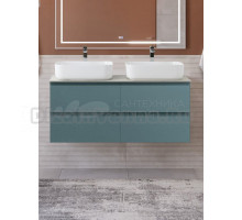 Тумба под раковину со столешницей BelBagno Kraft 120 подвесная, матовая голубая, столешница kep-120-2-cem, для двоих