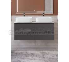 Тумба под раковину со столешницей BelBagno Kraft 120 подвесная, матовая темно-серая, столешница kep-120-2-cem, для двоих