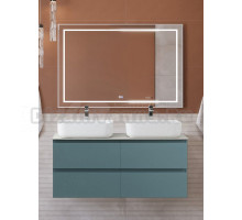 Мебель для ванной комнаты BelBagno Kraft 120 подвесная, матовая голубая, столешница kep-120-2-cem, раковина BB1304, для двоих