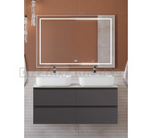 Мебель для ванной комнаты BelBagno Kraft 120 подвесная, матовая темно-серая, столешница kep-120-2-cem, раковина BB1304, для двоих