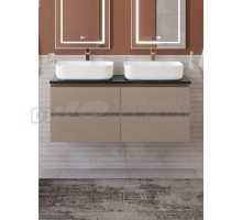 Тумба под раковину со столешницей BelBagno Kraft 120 подвесная, матовая бежевая, столешница kep-120-2-mno, для двоих