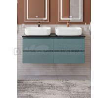 Тумба с раковиной BelBagno Kraft 120 подвесная, матовая голубая, столешница kep-120-2-mno, раковина BB1304, для двоих