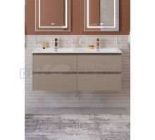 Тумба с раковиной BelBagno Kraft 120 подвесная, матовая бежевая, раковина bb1200-2-etl, для двоих