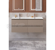 Тумба с раковиной BelBagno Kraft 120 подвесная, матовая бежевая, раковина bb-8099-120-2, для двоих