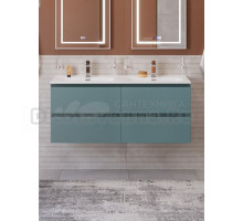 Тумба с раковиной BelBagno Kraft 120 подвесная, матовая голубая, раковина bb1200-2-etl, для двоих