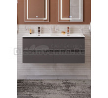 Тумба с раковиной BelBagno Kraft 120 подвесная, матовая темно-серая, раковина bb1200-2-etl, для двоих