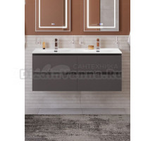 Тумба с раковиной BelBagno Kraft 120 подвесная, матовая темно-серая, раковина bb-8099-120-2, для двоих