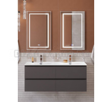 Мебель для ванной комнаты BelBagno Kraft 120 подвесная, матовая темно-серая, раковина bb-8099-120-2, для двоих