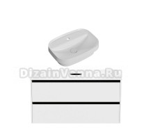 Тумба с раковиной Allen Brau Activity 120 с подсветкой, матовый белый, черный браш, столешница белая, раковина Fantasy Sphere 55x40, белая