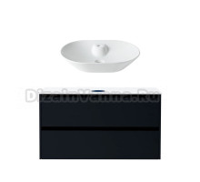 Тумба с раковиной Allen Brau Activity 120 с подсветкой, матовый антрацит, черный браш, столешница белая, раковина Fantasy Fantasy Bowl 60x42,
