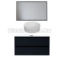 Мебель для ванной комнаты Allen Brau Activity 120 с подсветкой, матовый антрацит, черный браш, столешница белая, раковина Fantasy Romb 36, белая