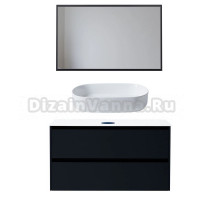 Мебель для ванной комнаты Allen Brau Activity 120 с подсветкой, матовый антрацит, черный браш, столешница белая, раковина Fantasy Oval 55, белая