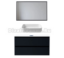 Мебель для ванной комнаты Allen Brau Activity 120 с подсветкой, матовый антрацит, черный браш, столешница белая, раковина Fantasy Quad 50, белая