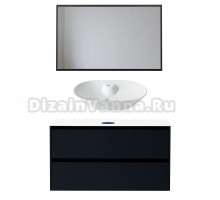 Мебель для ванной комнаты Allen Brau Activity 120 с подсветкой, матовый антрацит, черный браш, столешница белая, раковина Fantasy Bowl 60, белая