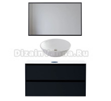 Мебель для ванной комнаты Allen Brau Activity 120 с подсветкой, матовый антрацит, черный браш, столешница белая, раковина Fantasy Round 45, белая