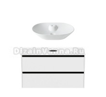 Тумба с раковиной Allen Brau Activity 120 с подсветкой, матовый белый, черный браш, столешница белая, раковина Fantasy Bowl 60x42, белая