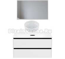 Мебель для ванной комнаты Allen Brau Activity 120 с подсветкой, матовый белый, черный браш, столешница белая, раковина Fantasy Line 36, белая