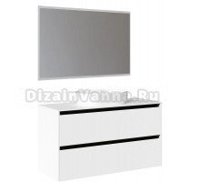 Мебель для ванной комнаты Allen Brau Activity 120 с подсветкой, матовый белый, черный браш, столешница белая, раковина Fantasy Oval 55, белая