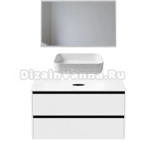 Мебель для ванной комнаты Allen Brau Activity 120 с подсветкой, матовый белый, черный браш, столешница белая, раковина Fantasy Quad 50, белая