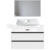 Мебель для ванной комнаты Allen Brau Activity 120 с подсветкой, матовый белый, черный браш, столешница белая, раковина Fantasy Y 64x40, белая