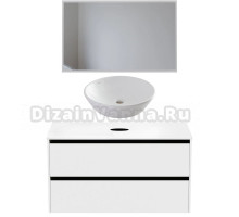 Мебель для ванной комнаты Allen Brau Activity 120 с подсветкой, матовый белый, черный браш, столешница белая, раковина Fantasy Round 45, белая