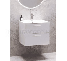 Тумба под раковину без столешницы Ravak Chrome II SD 60 глянцевая белая, ручки белые 152 мм