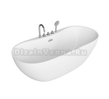 Акриловая ванна Grossman Classic GR-12502-1 170x75 см, отдельностоящая, белая, овальная, со смесителем, с донным клапаном