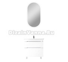 Мебель для ванной комнаты VIANT Марсель 80 напольная, 2 ящика, глянцевая белая