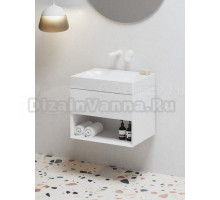 Тумба с раковиной Ravak Lite SD 60 глянцевая белая, раковина Lite XJX01360000 без отверстия под смеситель