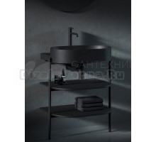 Консоль с раковиной Ravak Yard 60 матовая черная, раковина XJX0D260002 с отверстием под смеситель