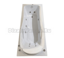 Акриловая ванна BellSan Агата Стандарт 170x80 см, пристенная, с гидромассажем, белая, с каркасом, со сливом-переливом