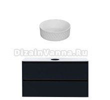 Тумба с раковиной Allen Brau Activity 120 с подсветкой, матовый антрацит, олива браш, столешница белая, раковина Fantasy Romb 36 белая