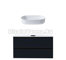 Тумба с раковиной Allen Brau Activity 120 с подсветкой, матовый антрацит, олива браш, столешница белая, раковина Fantasy Oval 55x36, белая