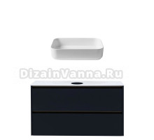 Тумба с раковиной Allen Brau Activity 120 с подсветкой, матовый антрацит, олива браш, столешница белая, раковина Fantasy Quad 50x36, белая