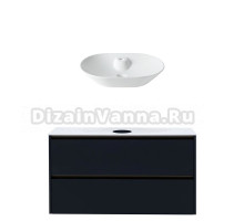 Тумба с раковиной Allen Brau Activity 120 с подсветкой, матовый антрацит, олива браш, столешница белая, раковина Fantasy Bowl 60x42, белая