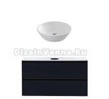 Тумба с раковиной Allen Brau Activity 120 с подсветкой, матовый антрацит, олива браш, столешница белая, раковина Fantasy Round 45, белая