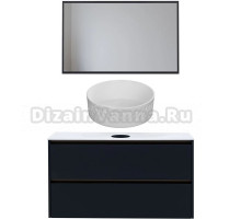 Мебель для ванной комнаты Allen Brau Activity 120 с подсветкой, матовый антрацит, олива браш, столешница белая, раковина Fantasy Romb 36, белая