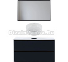 Мебель для ванной комнаты Allen Brau Activity 120 с подсветкой, матовый антрацит, олива браш, столешница белая, раковина Fantasy Line 36, белая