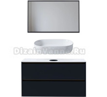 Мебель для ванной комнаты Allen Brau Activity 120 с подсветкой, матовый антрацит, олива браш, столешница белая, раковина Fantasy Oval 55, белая