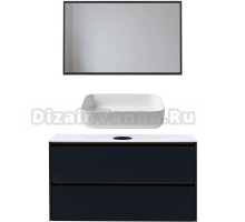 Мебель для ванной комнаты Allen Brau Activity 120 с подсветкой, матовый антрацит, олива браш, столешница белая, раковина Fantasy Quad 50, белая