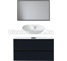 Мебель для ванной комнаты Allen Brau Activity 120 с подсветкой, матовый антрацит, олива браш, столешница белая, раковина Fantasy Bowl 60, белая