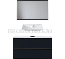 Мебель для ванной комнаты Allen Brau Activity 120 с подсветкой, матовый антрацит, олива браш, столешница белая, раковина Fantasy Y 64x40, белая